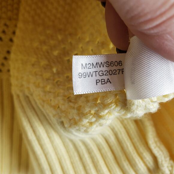 Andrew Marc Women's M Balloon Sleeve Loose Knit Sweater Yellow Coastal Grandma - Picture 7 of 9